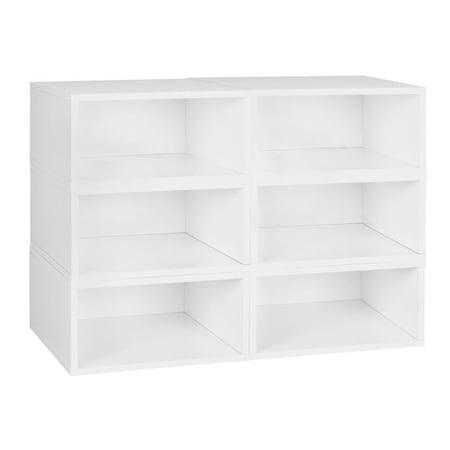 Niche Niche PC066PKWH Cubo Storage Set - 6 Half Size Cubes; White Wood Grain PC066PKWH